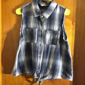 Blue striped sleeveless shirt